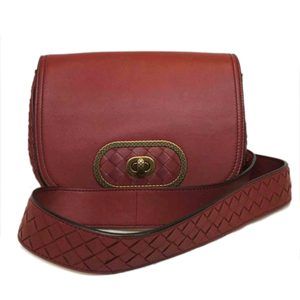 Bottega Veneta Intrecciato Shoulder Bag Red
